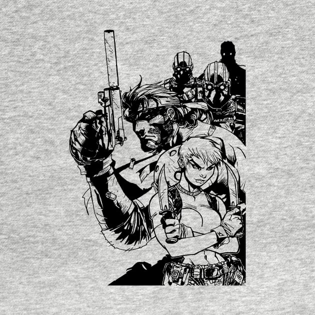 metal gear solid by black and white prints